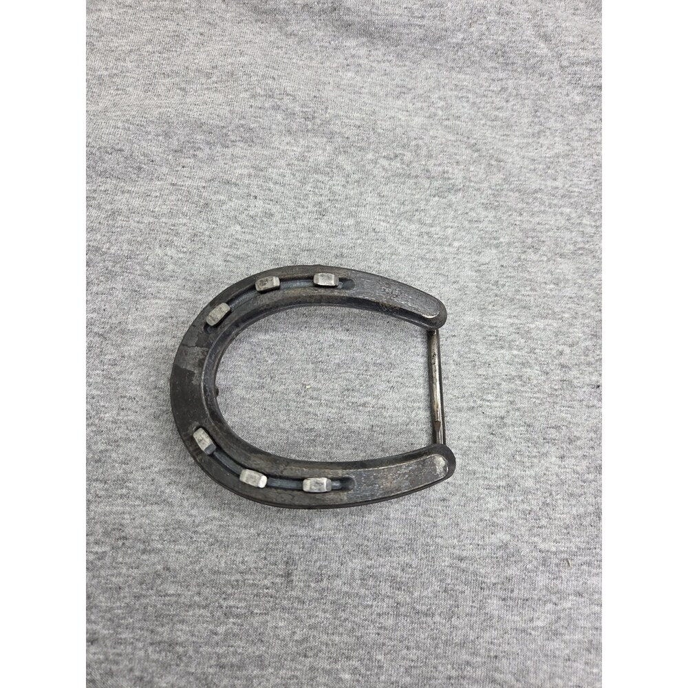 Vintage Blacksmith Pony Horseshoe Solid Metal Western Belt Buckle - Picture 2 of 12